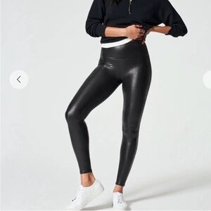 SPANX Maternity Faux Leather Black Leggings women’s large
